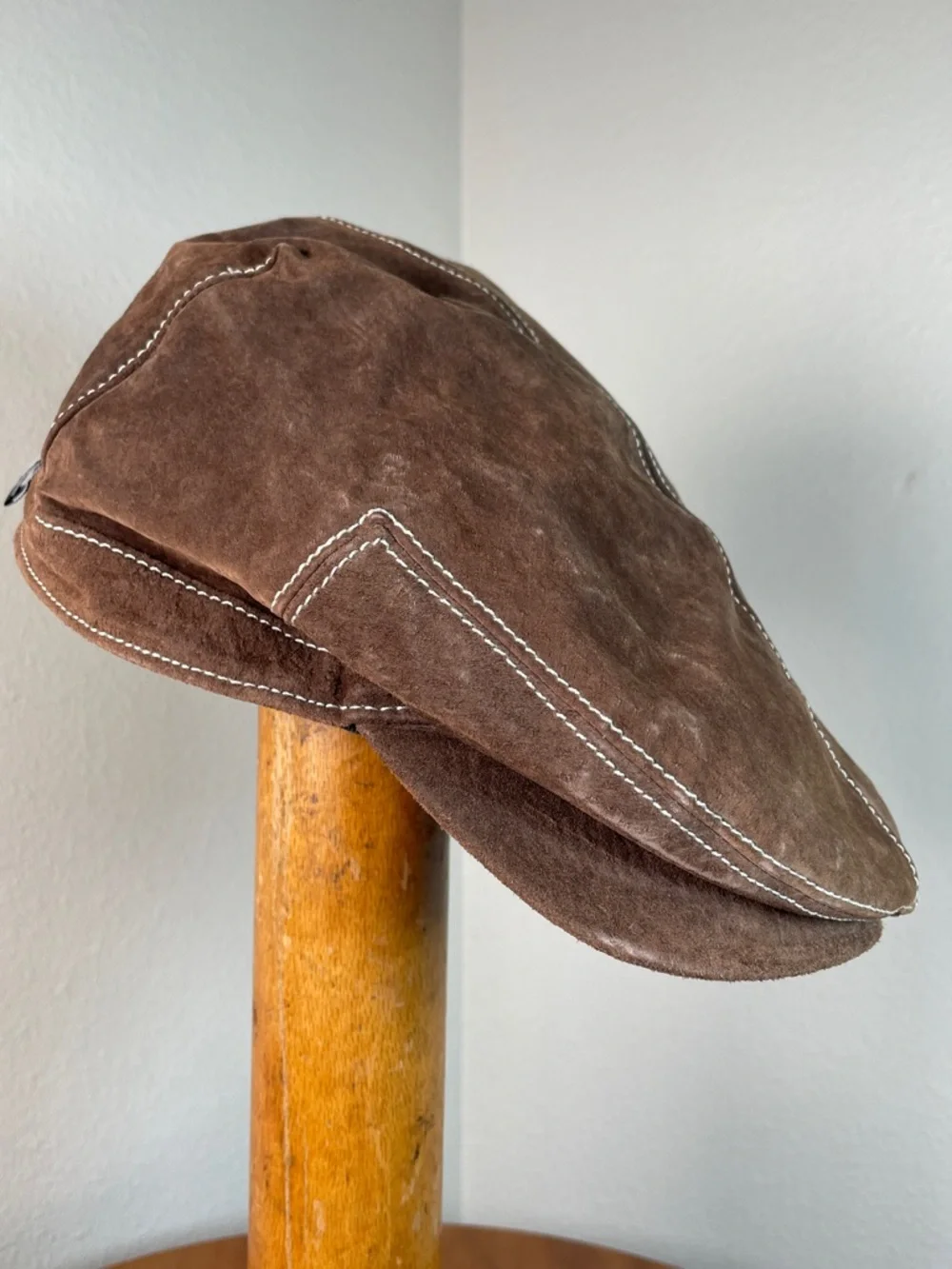 Goorin Brown Leather Flatcap Cap Cabbie Newsboy Size Medium